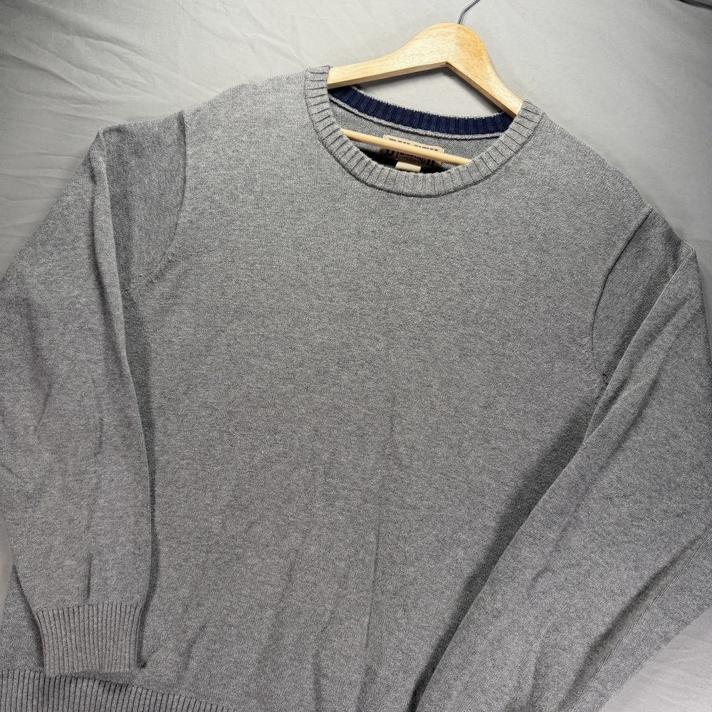 Duluth Trading Co Sweater Mens Large Gray Knit Crewneck Cotton Nylon Stretch